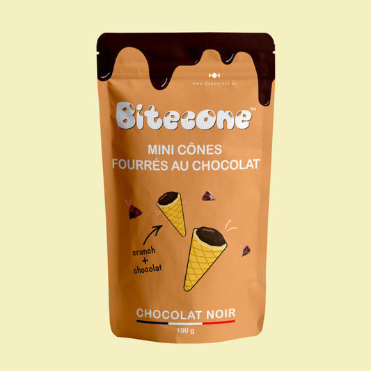 Bitecone minihoorntje met pure chocoladevulling en donkere chocoladetopping