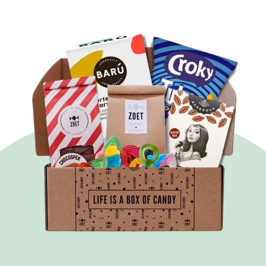 Verwenpakket geschenkdoos gevuld met chocolade en snoepgoed