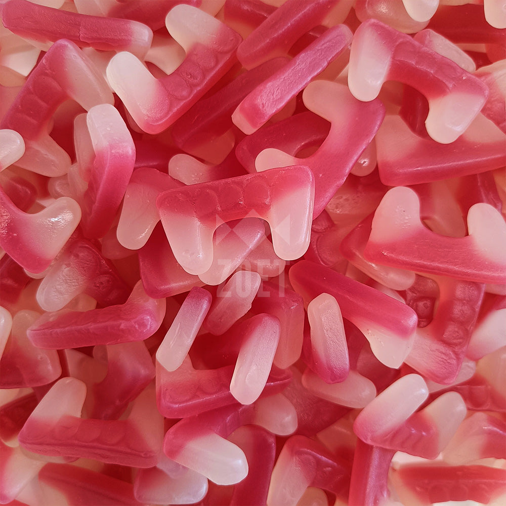 lutti draculatanden snoepjes, rood witte vampiertandvorm, zoete aardbeismaak, gelatinevrij