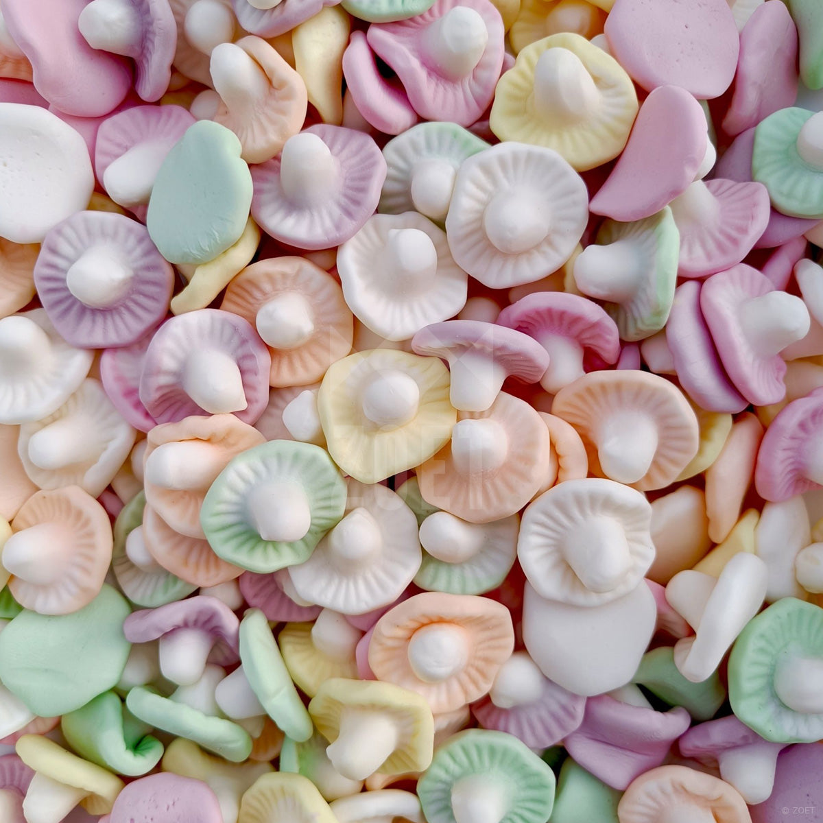 Frisia paddenstoelsnoepjes met witte schuimvoet en rood gomkapje
