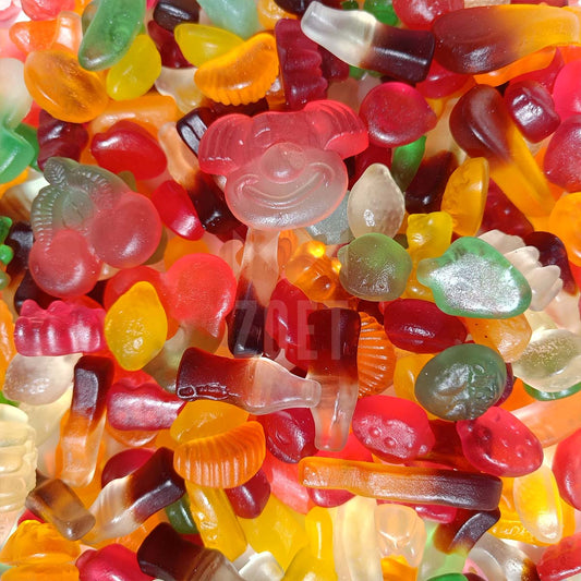 snoepmix suikervrij, kleurrijke mix van suikervrije snoepjes in verschillende vormen en kleuren