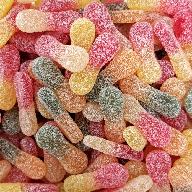 frisia zure minitongen snoepjes, tweekleurige tongvorm, harde zure citrussmaak