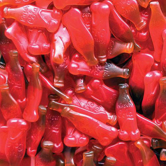 haribo kers cola snoepjes, flesvorm, cherry cola smaak