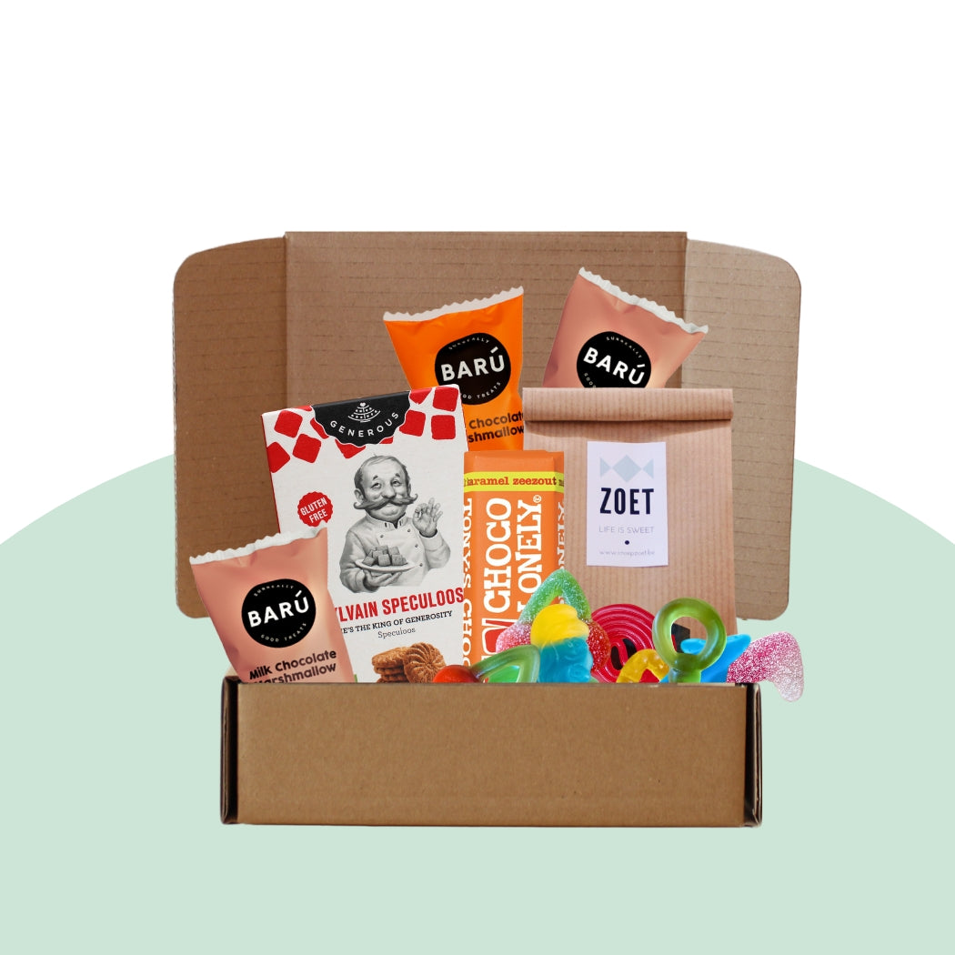 Verwenpakket geschenkdoos gevuld met chocolade en snoepgoed