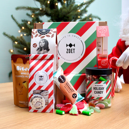 Christmas Treats geschenkbox met Candy Jar, sneeuwballen, koekjes, marshmallow bar, bitecones en chocoladestick