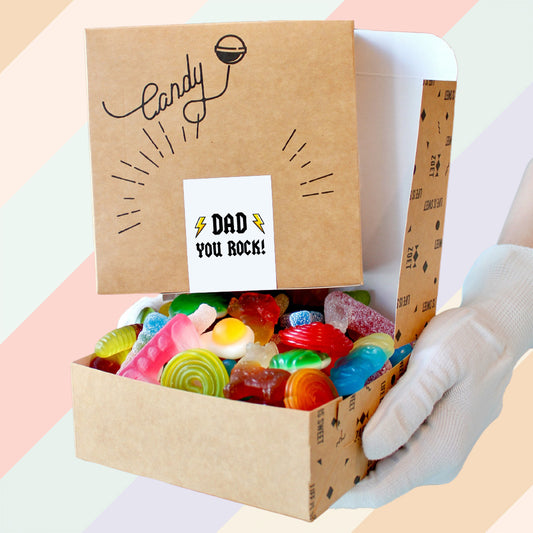 Dad You Rock snoepdoosje van ZOET met vers snoep, ideaal als stoer Vaderdagcadeau of leuke verrassing voor papa