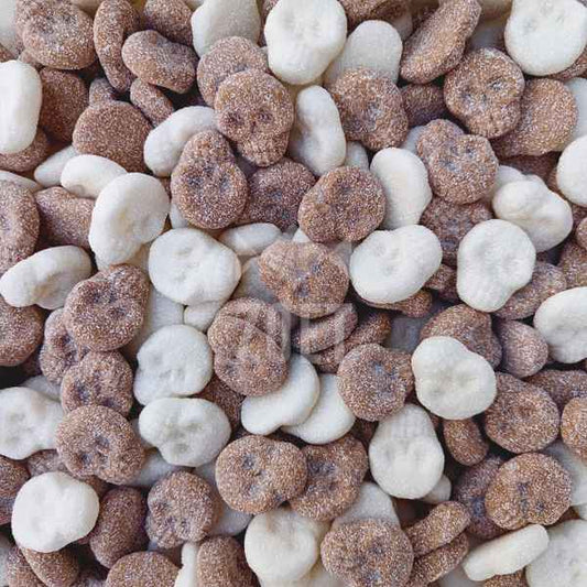 Frisia Zure Cola Skulls - witte en lichtbruine snoepjes in de vorm van schedels