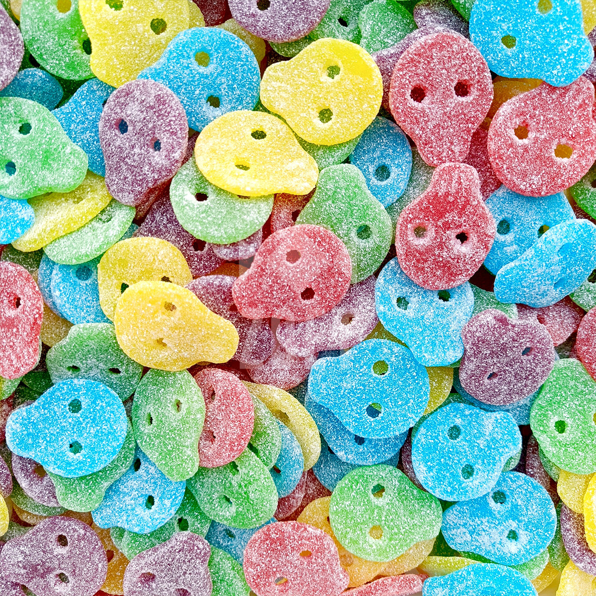 Deze kleurrijke skulls combineren een intense fruitige kern met een zure coating die zorgt voor een stevige prikkeling op de tong. Zacht van textuur, krachtig van smaak en opvallend van vorm. Bovendien zijn ze vegan en zonder gelatine. Ideaal voor wie houdt van zuur met karakter.